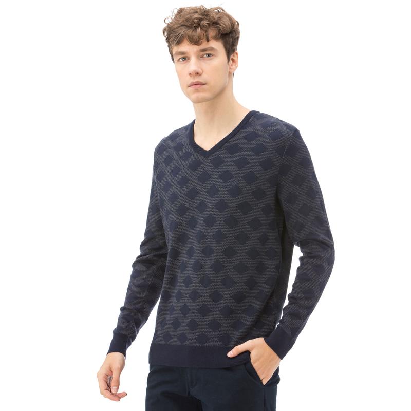 NAUTICA ERKEK CLASSIC FIT V YAKA LACİVERT TRİKO