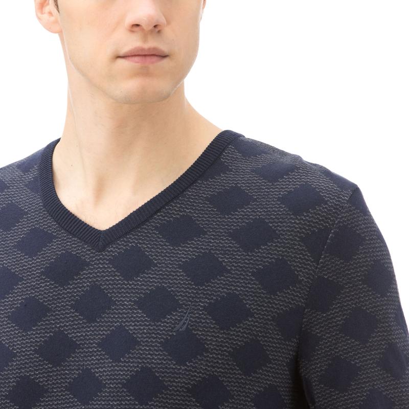NAUTICA ERKEK CLASSIC FIT V YAKA LACİVERT TRİKO