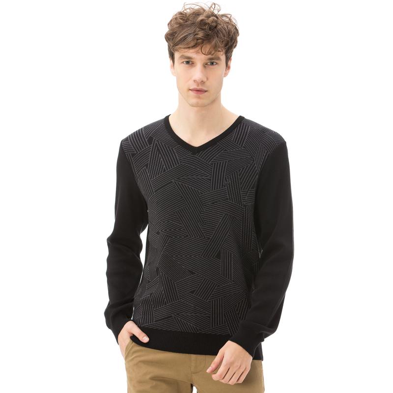 NAUTICA ERKEK CLASSIC FIT V YAKA SİYAH TRİKO