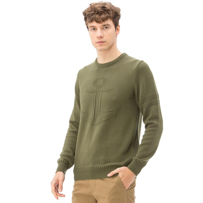 NAUTICA ERKEK CLASSIC FIT HAKİ TRİKO