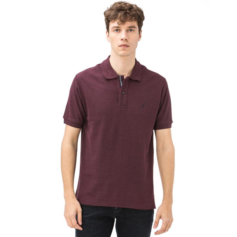 Nautica Erkek Kısa Kollu Classic Fit Bordo Polo