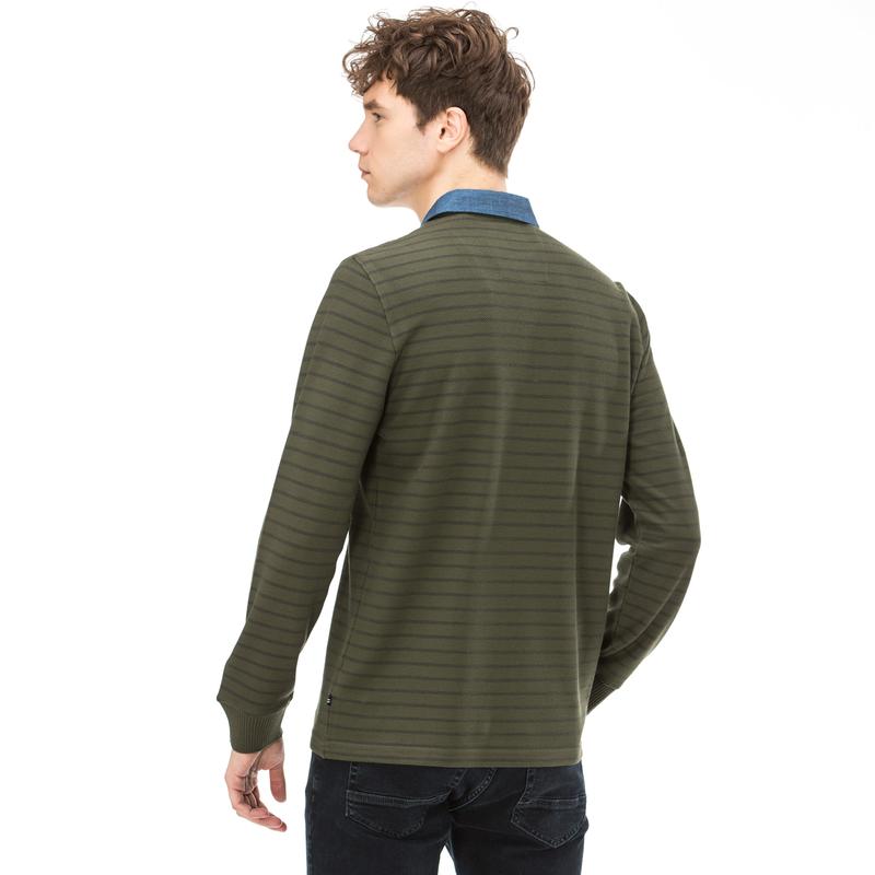 NAUTICA ERKEK CLASSIC FIT ÇİZGİLİ UZUN KOLLU YEŞİL POLO