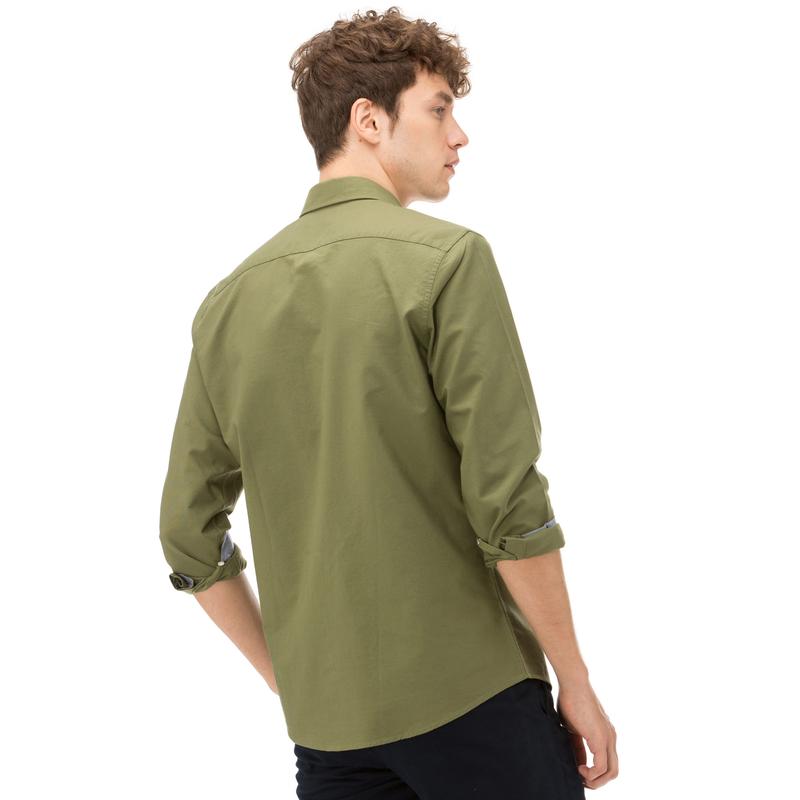 Nautica Erkek Slim Fit Palma Düğmeli Haki Gömlek
