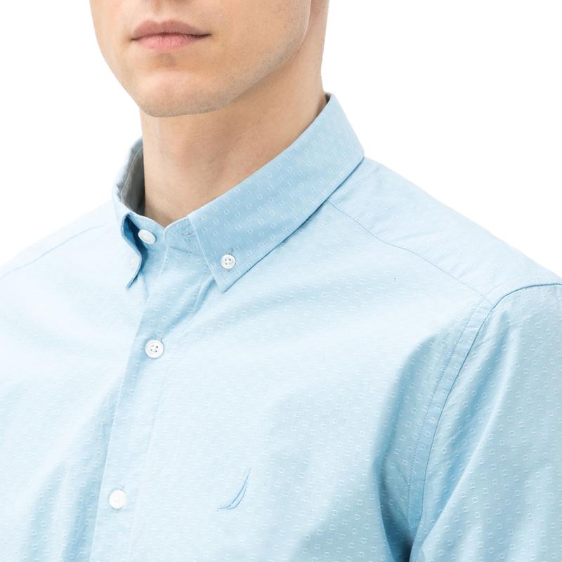 NAUTICA ERKEK SLIM FIT ARMÜRLÜ DÜZ MAVİ GÖMLEK