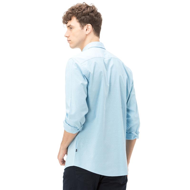 NAUTICA ERKEK SLIM FIT ARMÜRLÜ DÜZ MAVİ GÖMLEK