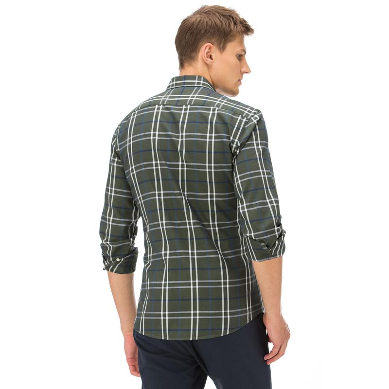 Nautica Erkek Slim Fit Haki Ekoseli Gömlek