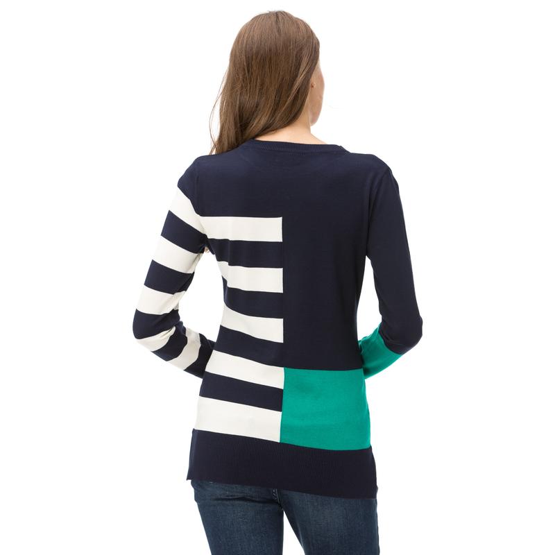 NAUTICA KADIN CLASSIC FIT ÇİZGİLİ LACİVERT TRİKO