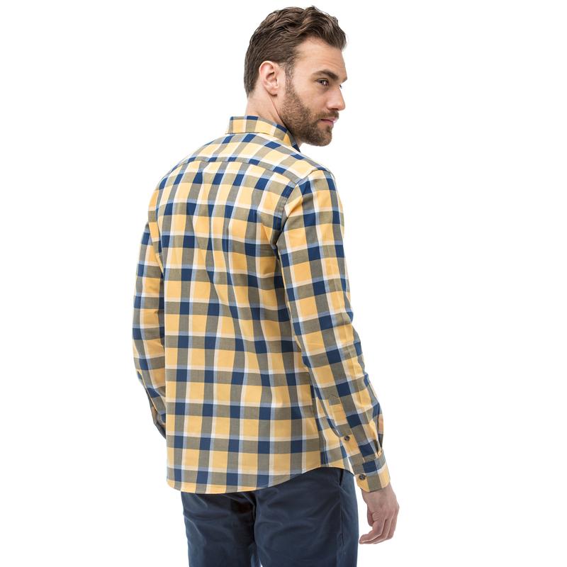 Nautica Erkek Slim Fit Kareli Sarı Ekoseli Gömlek