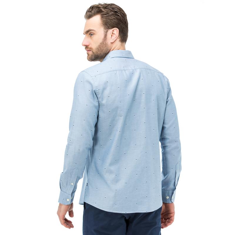 Nautica Erkek Slim Fit Baskılı Mavi Gömlek