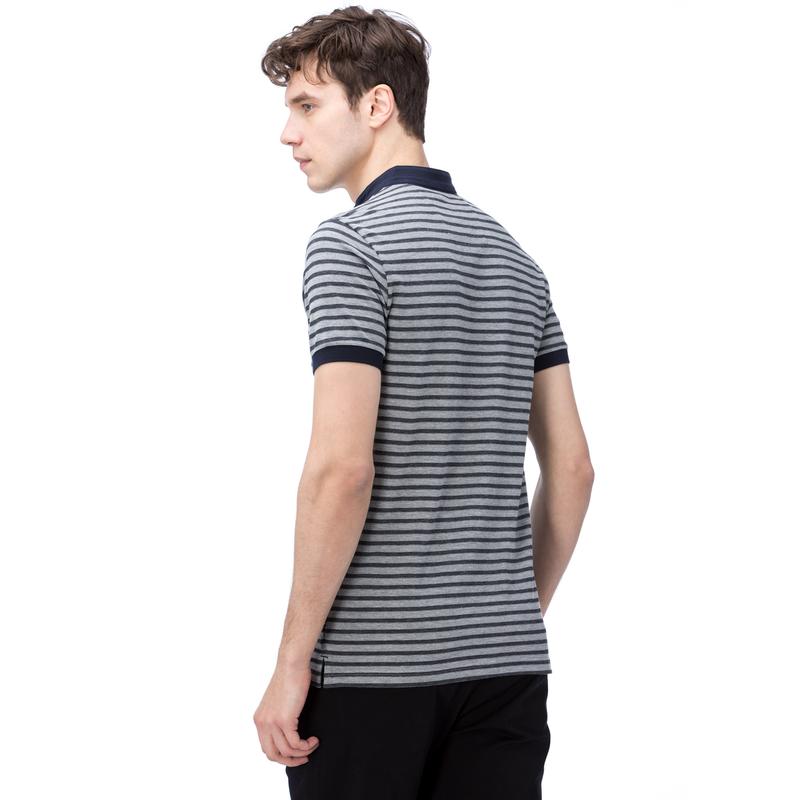 NAUTICA ERKEK BEYAZ  KISA KOLLU HAKİM YAKA ÇİZGİLİ SLIM FIT POLO