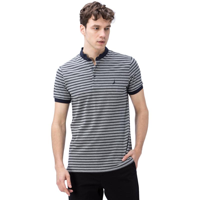 NAUTICA ERKEK BEYAZ  KISA KOLLU HAKİM YAKA ÇİZGİLİ SLIM FIT POLO