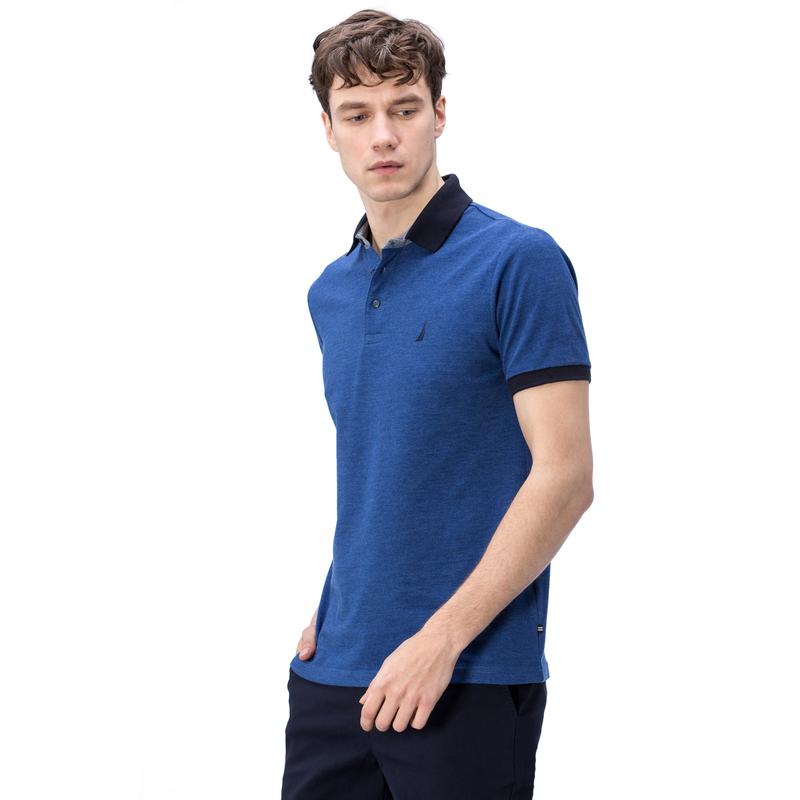 NAUTICA ERKEK MAVİ KISA KOLLU SLIM FIT POLO