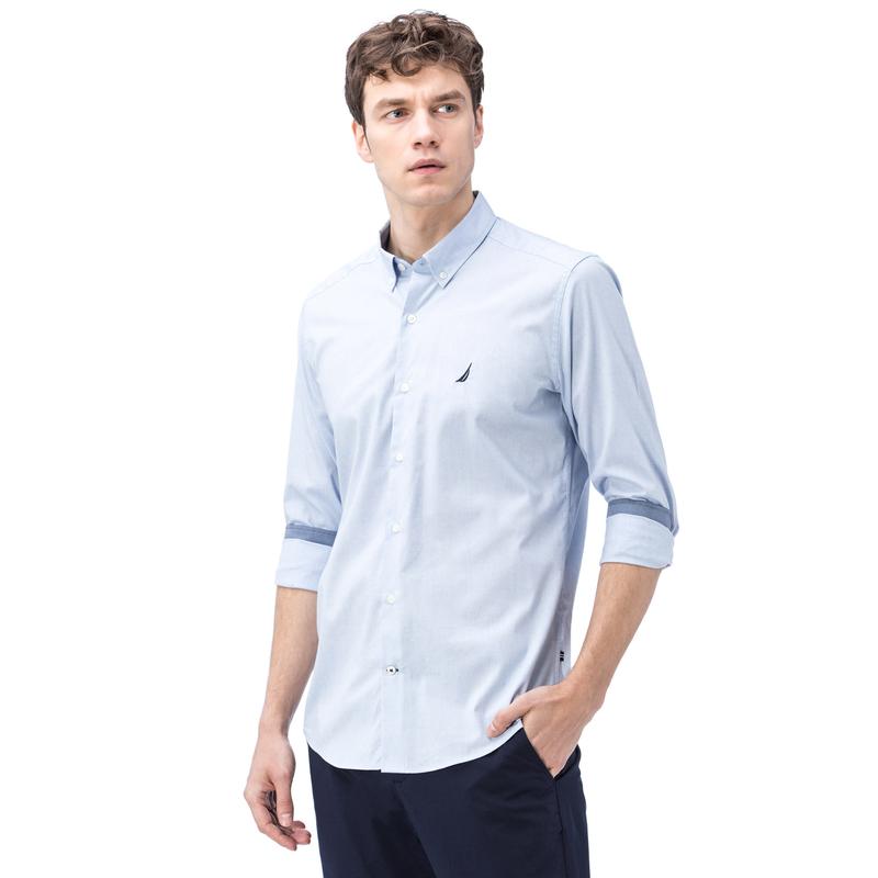 NAUTICA ERKEK MAVİ UZUN KOLLU OXFORD SLIM FIT GÖMLEK
