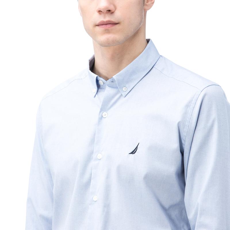 NAUTICA ERKEK MAVİ UZUN KOLLU OXFORD SLIM FIT GÖMLEK