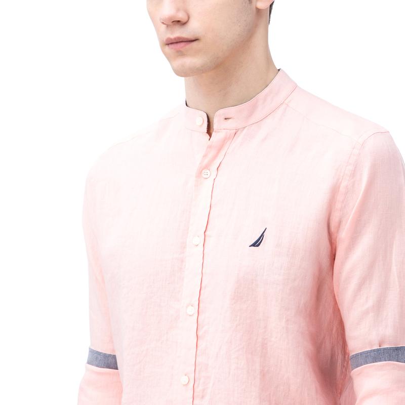 NAUTICA ERKEK PEMBE CLASSIC FIT HAKİM YAKA KETEN GÖMLEK