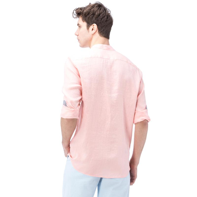 NAUTICA ERKEK PEMBE CLASSIC FIT HAKİM YAKA KETEN GÖMLEK
