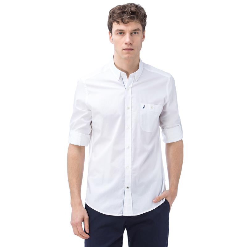 NAUTICA ERKEK BEYAZ UZUN KOLLU SLIM FIT GÖMLEK