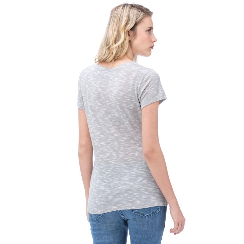 NAUTICA KADIN GRİ KISA KOLLU V YAKA T-SHIRT