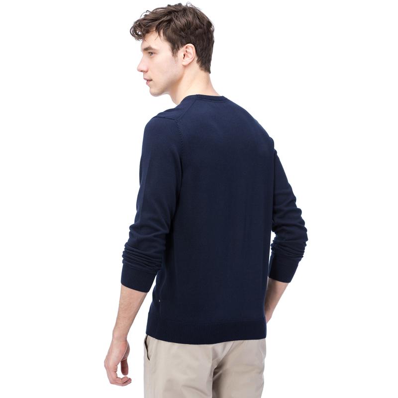 NAUTICA ERKEK LACİVERT BİSİKLET YAKA ÇAPA DESENLİ TRİKO