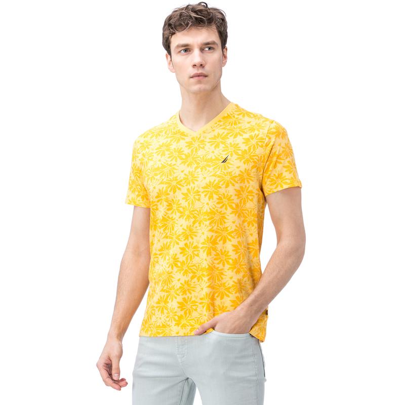 NAUTICA ERKEK SARI KISA KOLLU SLIM FIT T-SHIRT