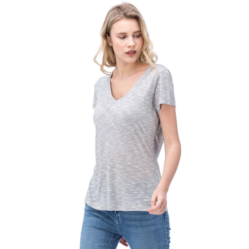 NAUTICA KADIN GRİ KISA KOLLU V YAKA T-SHIRT