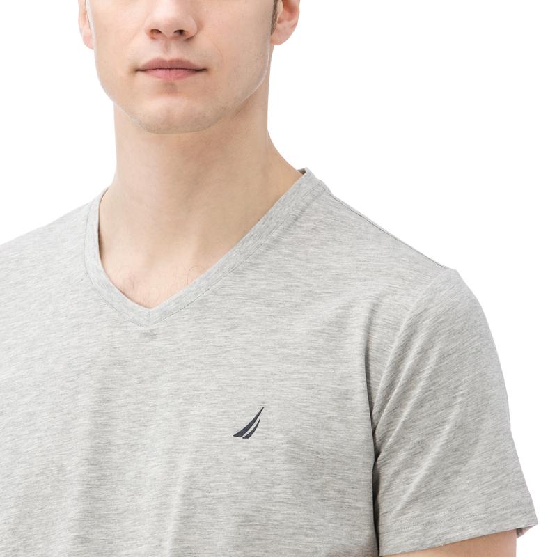 NAUTICA ERKEK GRİ KISA KOLLU V YAKA SLIM FIT T-SHIRT