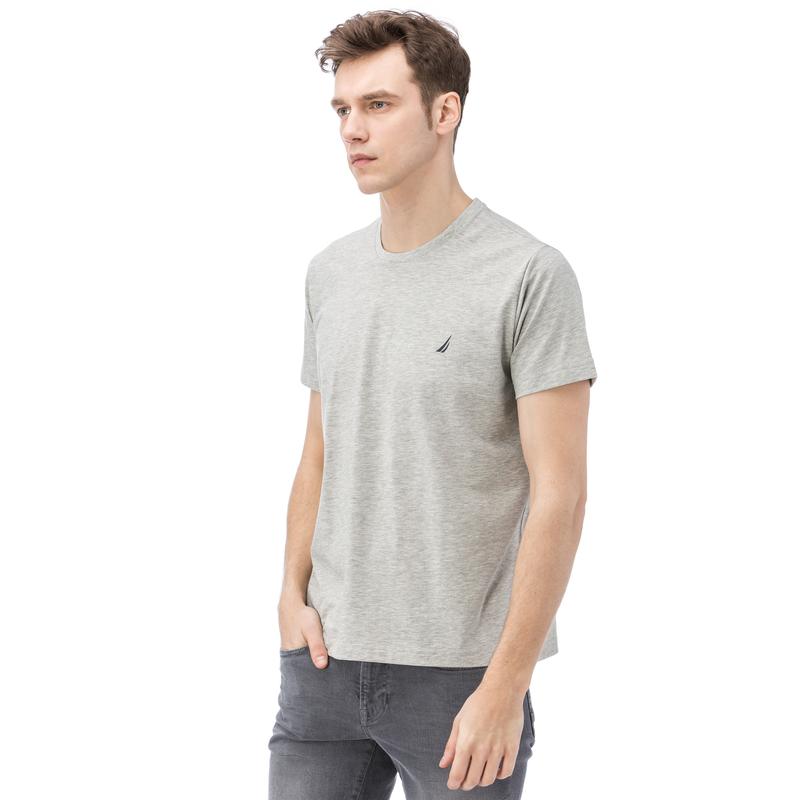 NAUTICA ERKEK GRİ KISA KOLLU BİSİKLET YAKA SLIM FIT T-SHIRT