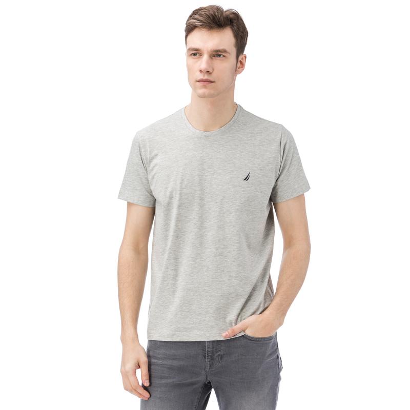 NAUTICA ERKEK GRİ KISA KOLLU BİSİKLET YAKA SLIM FIT T-SHIRT