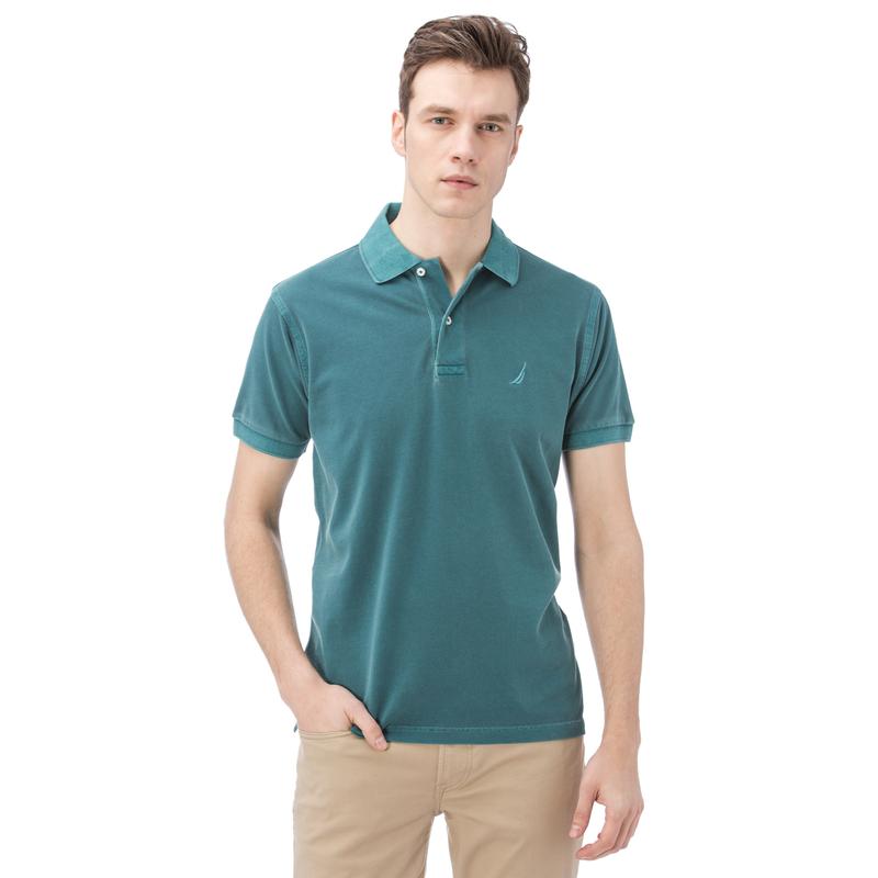 NAUTICA ERKEK YEŞİL KISA KOLLU YIKAMALI POLO