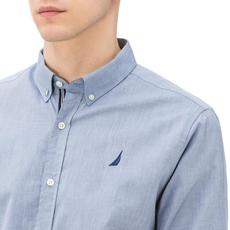 NAUTICA ERKEK MAVİ UZUN KOLLU OXFORD SLIM FIT GÖMLEK