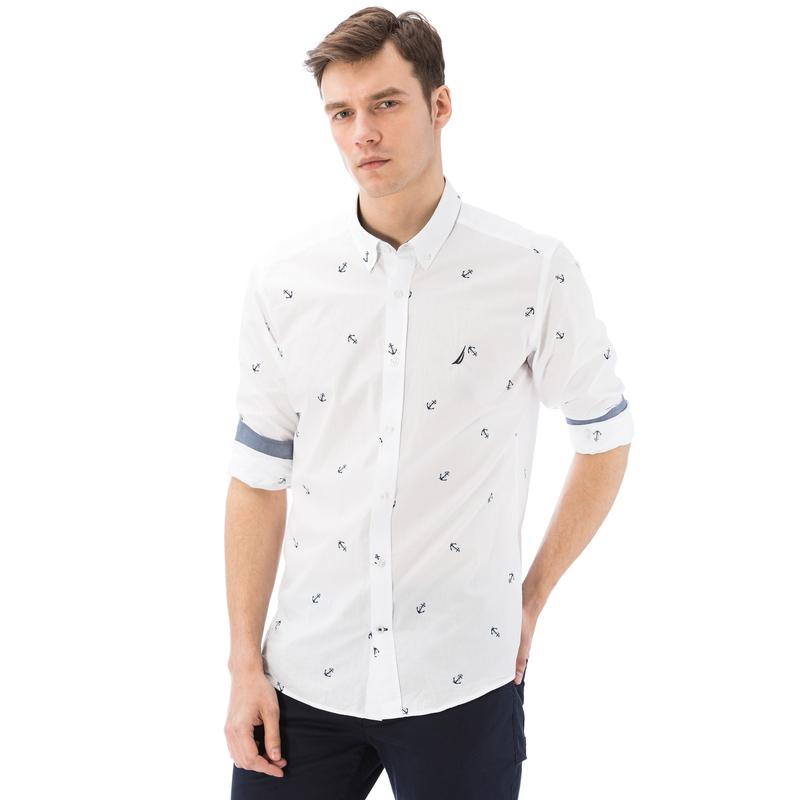 NAUTICA ERKEK BEYAZ UZUN SLIM FIT GÖMLEK