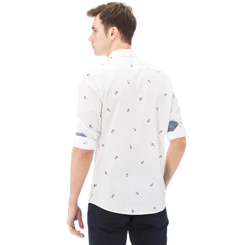 NAUTICA ERKEK BEYAZ UZUN SLIM FIT GÖMLEK