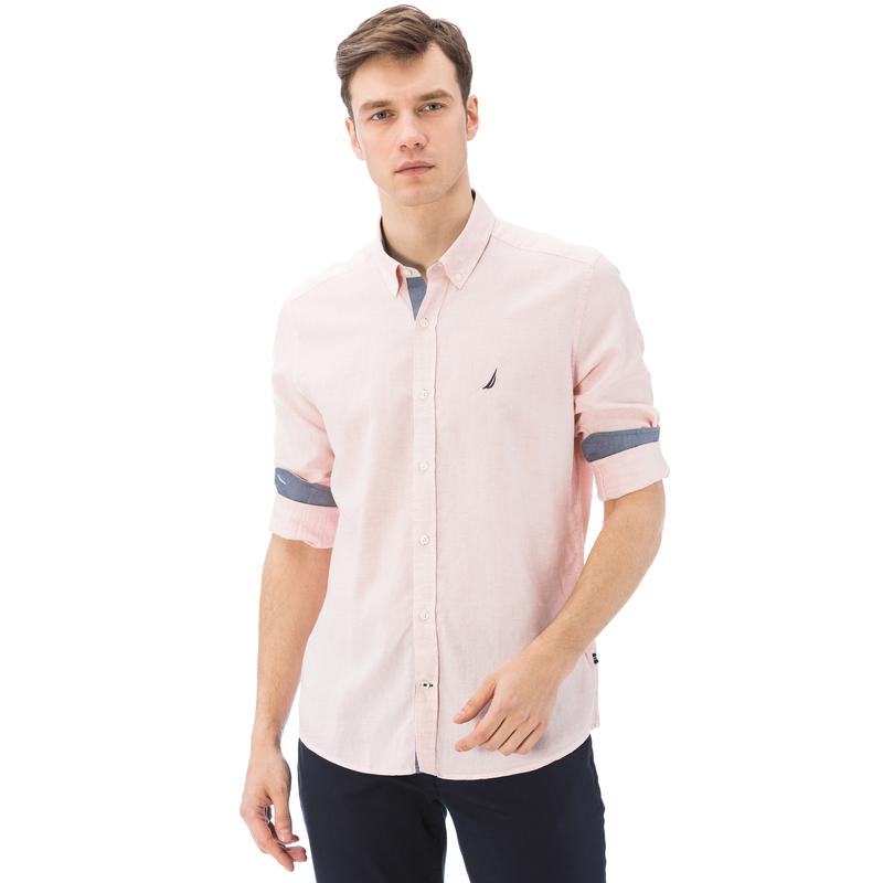 NAUTICA ERKEK PEMBE UZUN KOLLU SLIM FIT GÖMLEK