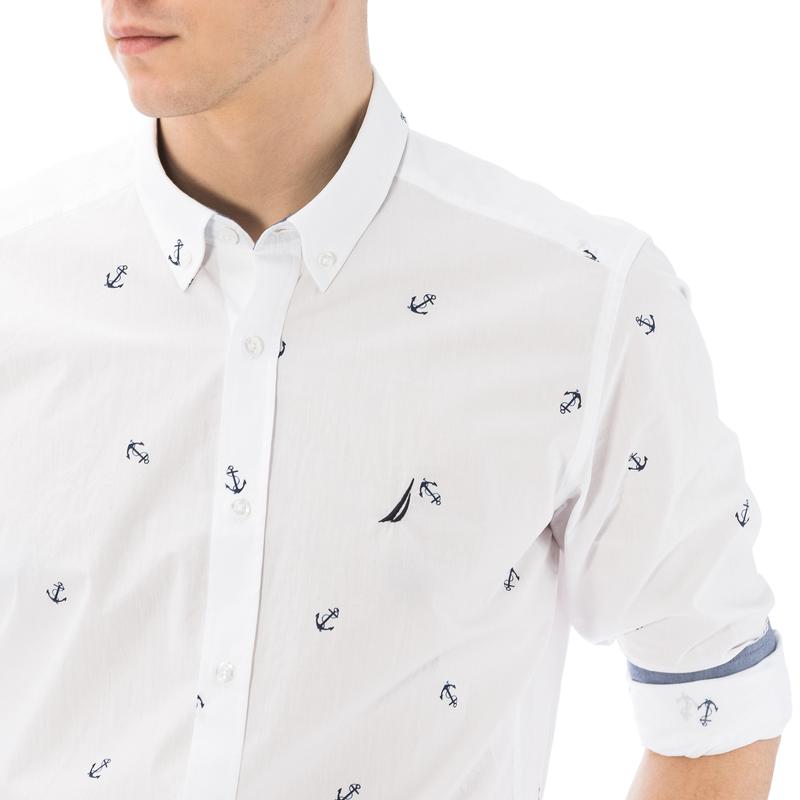 NAUTICA ERKEK BEYAZ UZUN SLIM FIT GÖMLEK