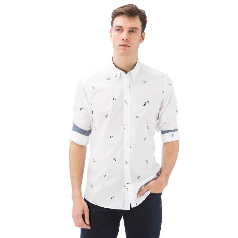 NAUTICA ERKEK BEYAZ UZUN SLIM FIT GÖMLEK