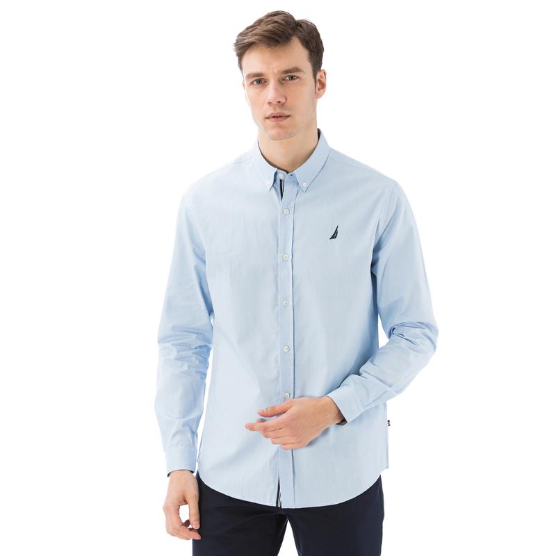 NAUTICA ERKEK MAVİ UZUN KOLLU OXFORD SLIM FIT GÖMLEK