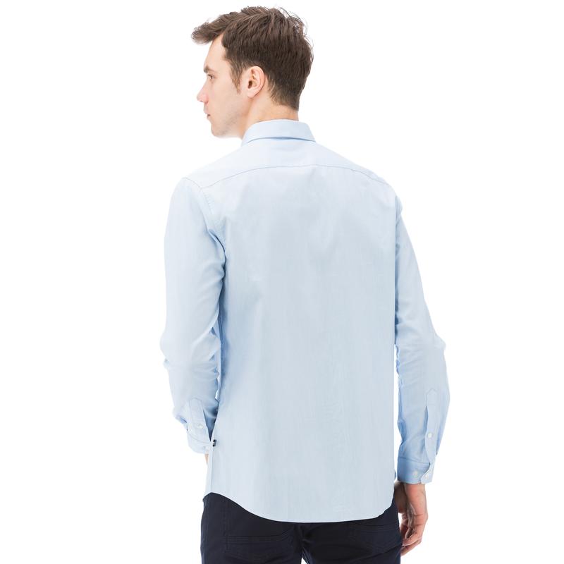 NAUTICA ERKEK MAVİ UZUN KOLLU OXFORD SLIM FIT GÖMLEK