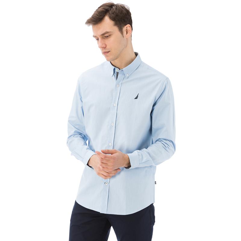 NAUTICA ERKEK MAVİ UZUN KOLLU OXFORD SLIM FIT GÖMLEK