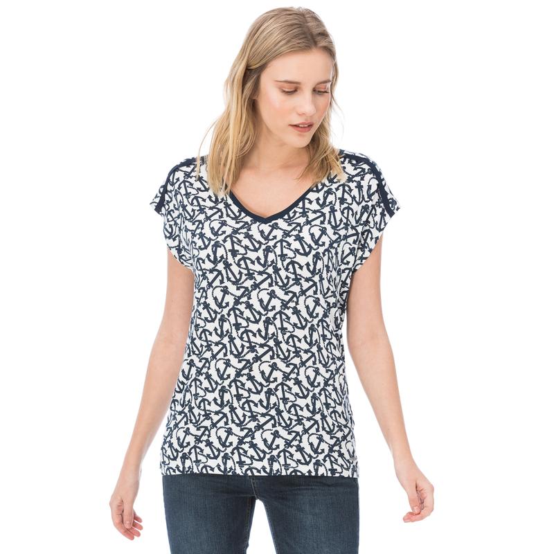 NAUTICA KADIN LACİVERT V YAKA T-SHIRT