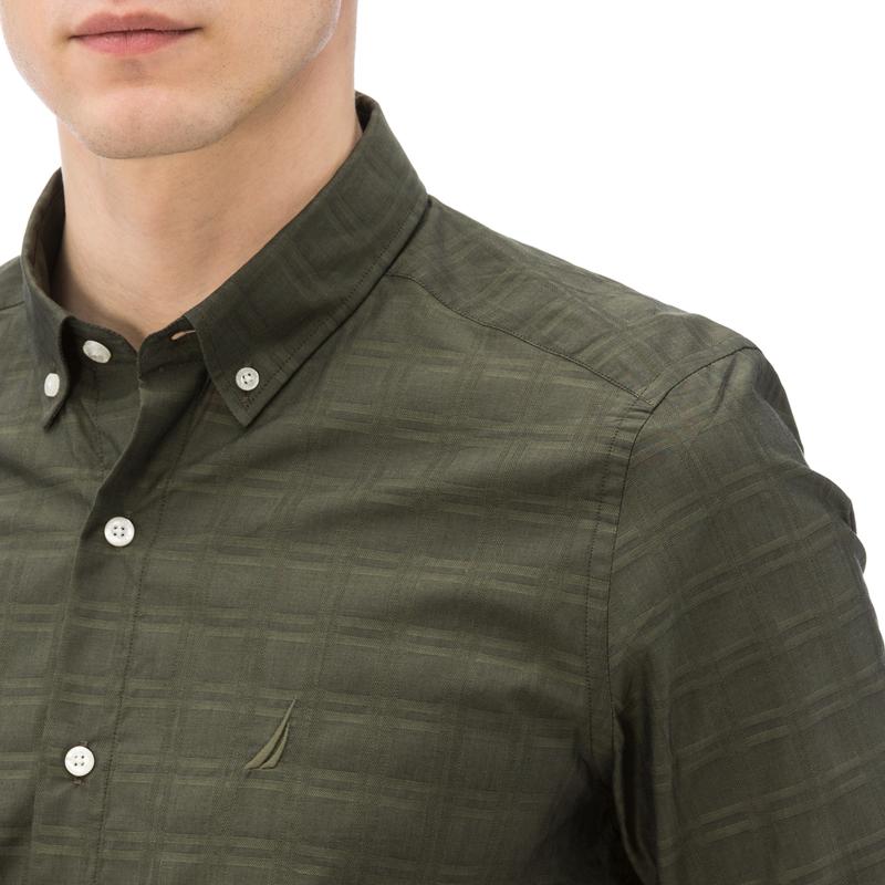 NAUTICA ERKEK HAKİ EKOSELİ UZUN KOLLU SLIM FIT GÖMLEK