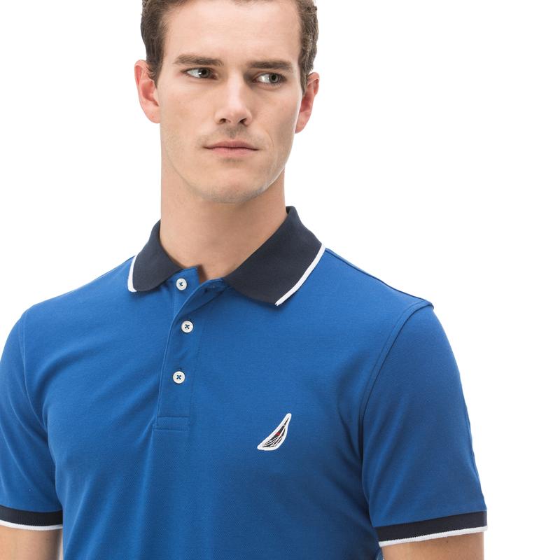NAUTICA ERKEK MAVİ KISA KOLLU SLIM FIT POLO