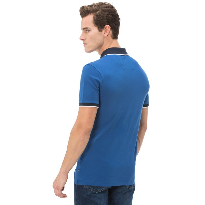 NAUTICA ERKEK MAVİ KISA KOLLU SLIM FIT POLO