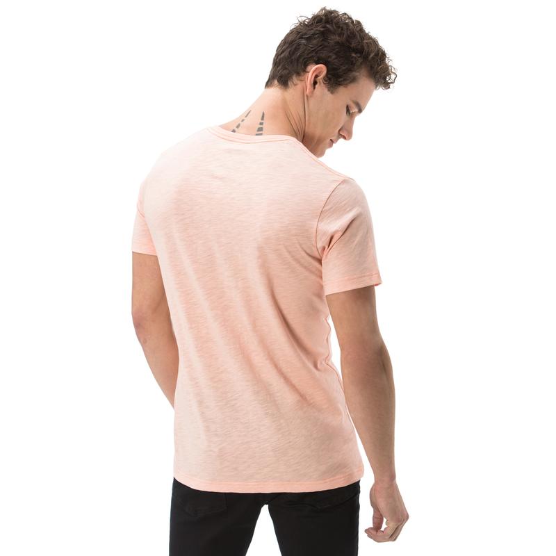 NAUTICA ERKEK PEMBE KISA KOLLU V YAKA FLAMLI SLIM FIT T-SHIRT