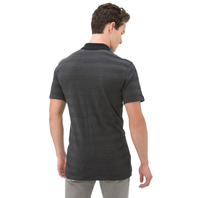 NAUTICA ERKEK SİYAH ÇİZGİLİ FERMUARLI KISA KOLLU SLIM FIT POLO