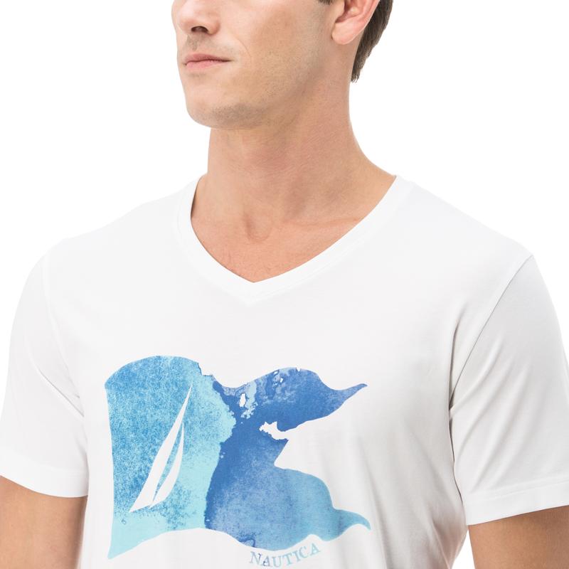 NAUTICA ERKEK BEYAZ KISA KOLLU SLIM FIT T-SHIRT