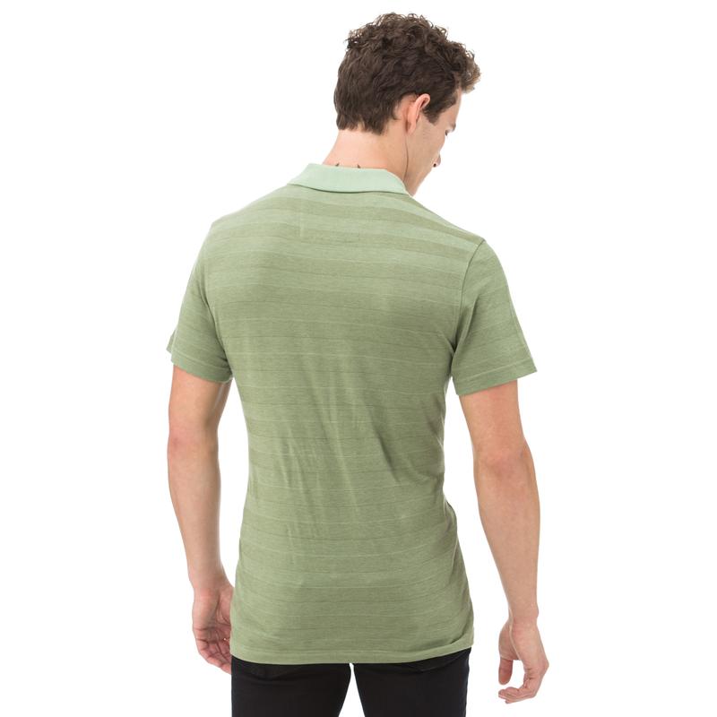 NAUTICA ERKEK YEŞİL ÇİZGİLİ FERMUARLI KISA KOLLU SLIM FIT POLO