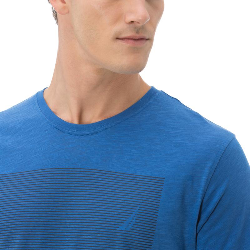 NAUTICA ERKEK MAVİ BİSİKLET YAKA KISA KOLLU SLIM FIT T-SHIRT