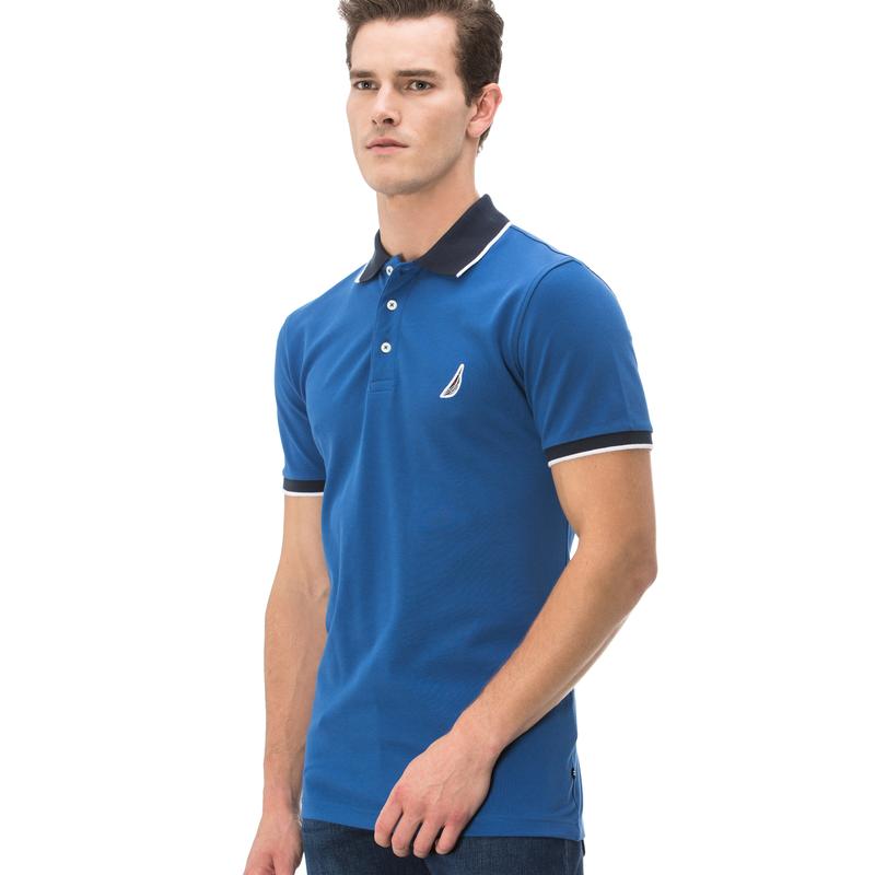 NAUTICA ERKEK MAVİ KISA KOLLU SLIM FIT POLO