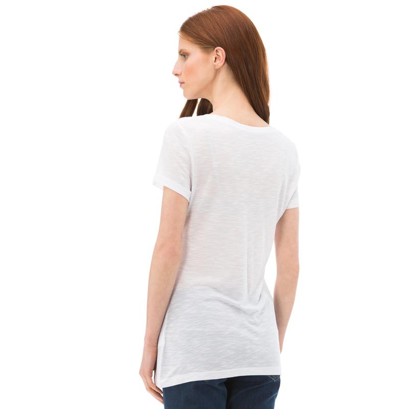 NAUTICA KADIN BEYAZ KISA KOLLU BİSİKLET YAKA T-SHIRT