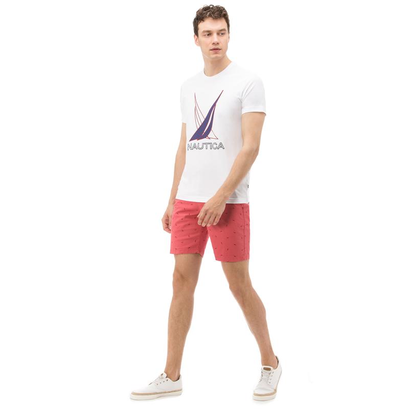 NAUTICA ERKEK KIRMIZI BASKILI SLIM FIT BERMUDA